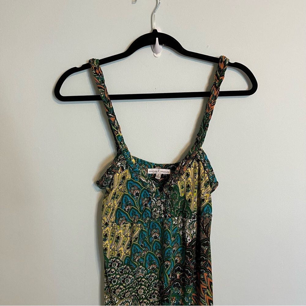 Moa Moa Boho Green Print Maxi Dress Size Small - Picture 2 of 10
